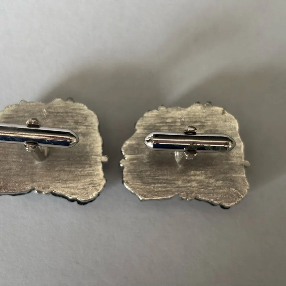 Vintage Swank Lava Rock Cuff Links Peacock- blue, Green, purple